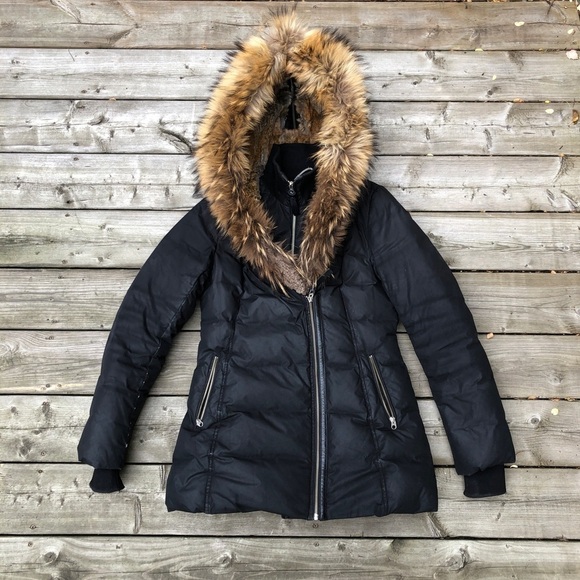 Mackage Jacket Black Fitted Down Fur Hooded Coat Medium - Picture 13 of 16